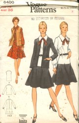 8400 VOG 70S FLARE COLLAR DRESS, JACKET PATTERN 8